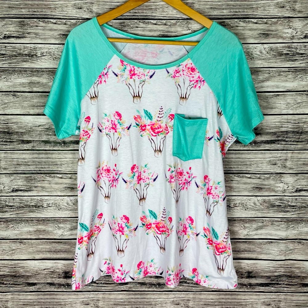 Bull Skull Floral Shirt - XL